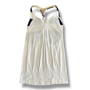 Lululemon Women’s Size 6 White‎ Navy Racerback Tank Top Built-In Bra Yoga Gym